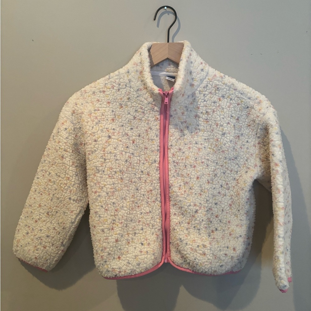 Lightweight spring fleece Kids' Speckled Jacket with Pink Trim multicolor girls